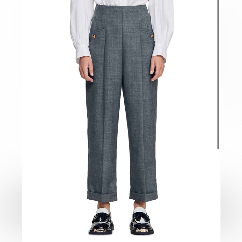Sando Clive Wool-Blend Trousers in Dark Grey sz 40 (10) Medium